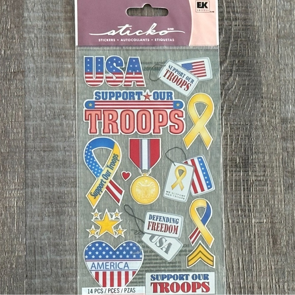 💞 New Support Our Troops Foil Scrapbook Stickers